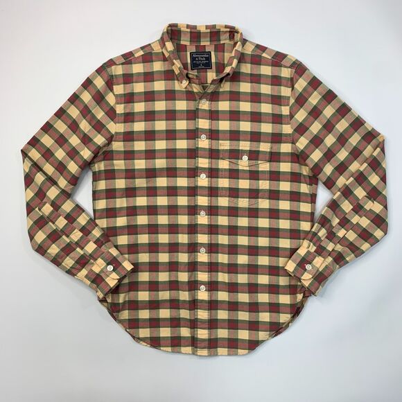 Abercrombie & Fitch Shirt Mens S Small Multi Maze Button Down Plaid Long Sleeve - Picture 2 of 12
